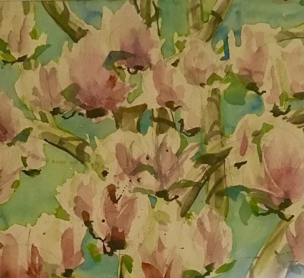 "Magnolias": 1985 Framed Watercolor by Lucy Clark Winant